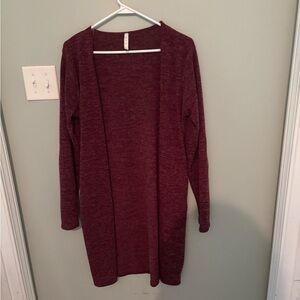 mts Open-Front Long Cardigan Sweater - Burgundy